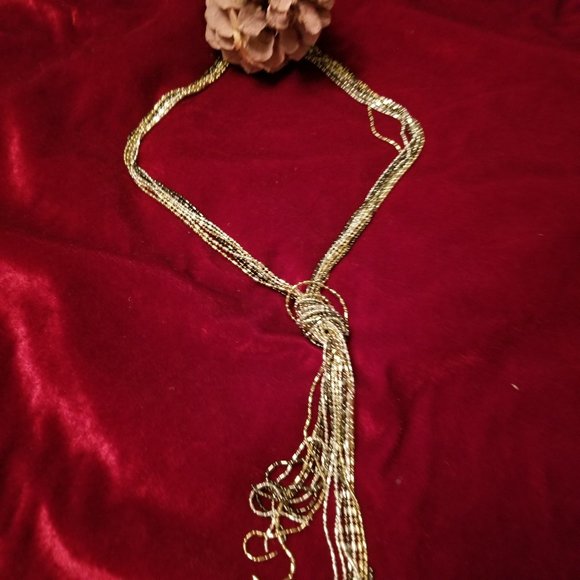 Silver Gold and Charcoal Knotted Necklace 36" - Picture 1 of 3